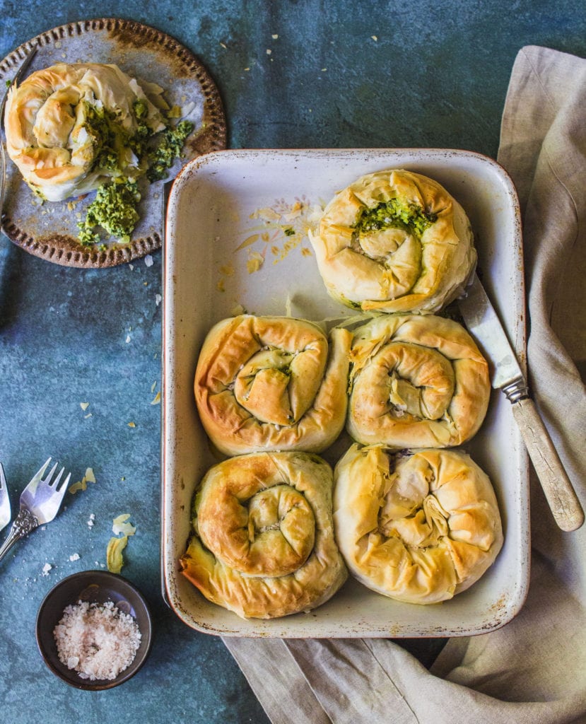Vegan Ricotta and Kale Filo Scrolls